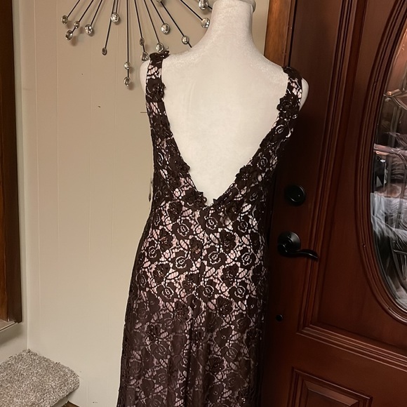 JS Boutique brown tan floral lace dress. Midi - Picture 3 of 5